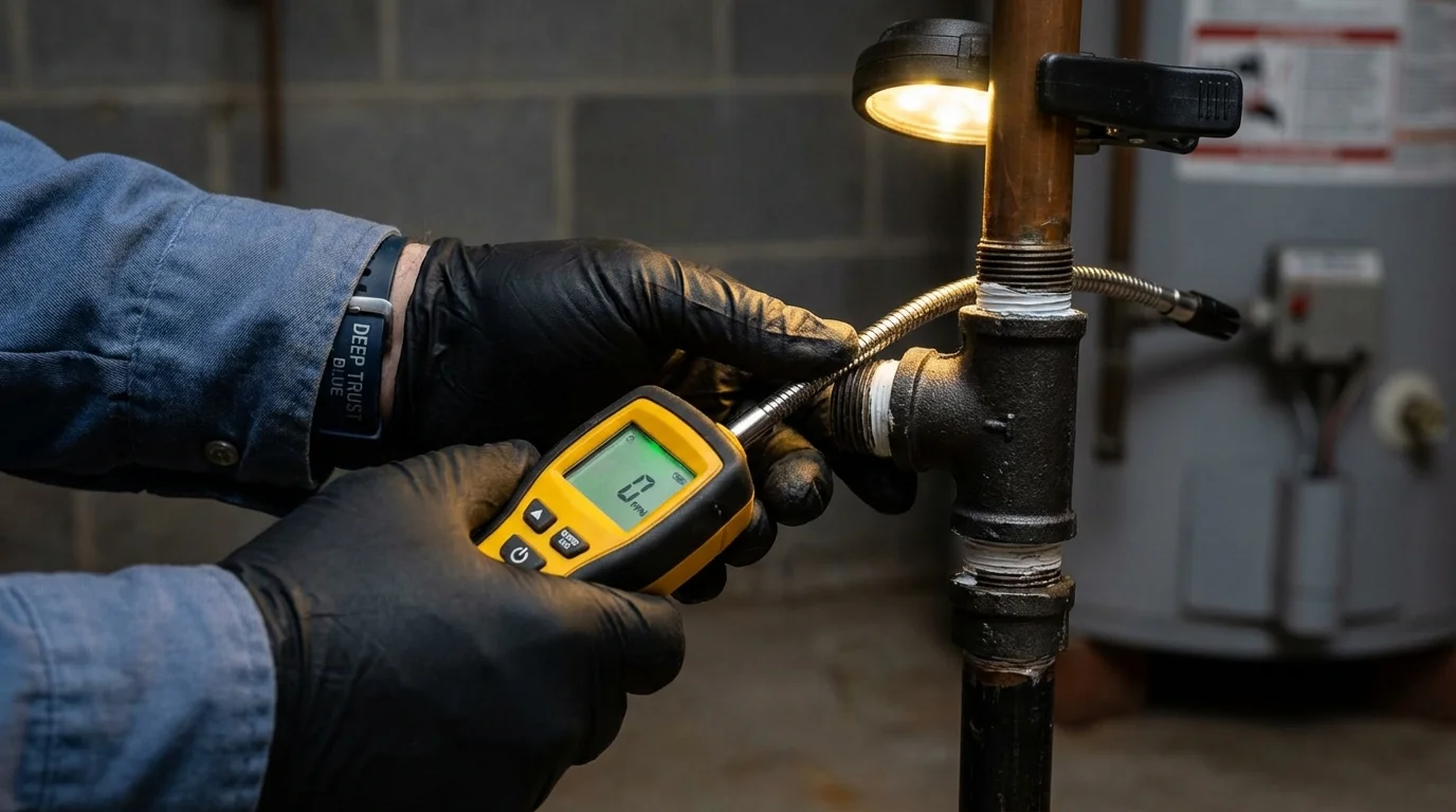 Gas leak detection with electronic sniffer by Johns Plumbing LLC in Sugar Grove
