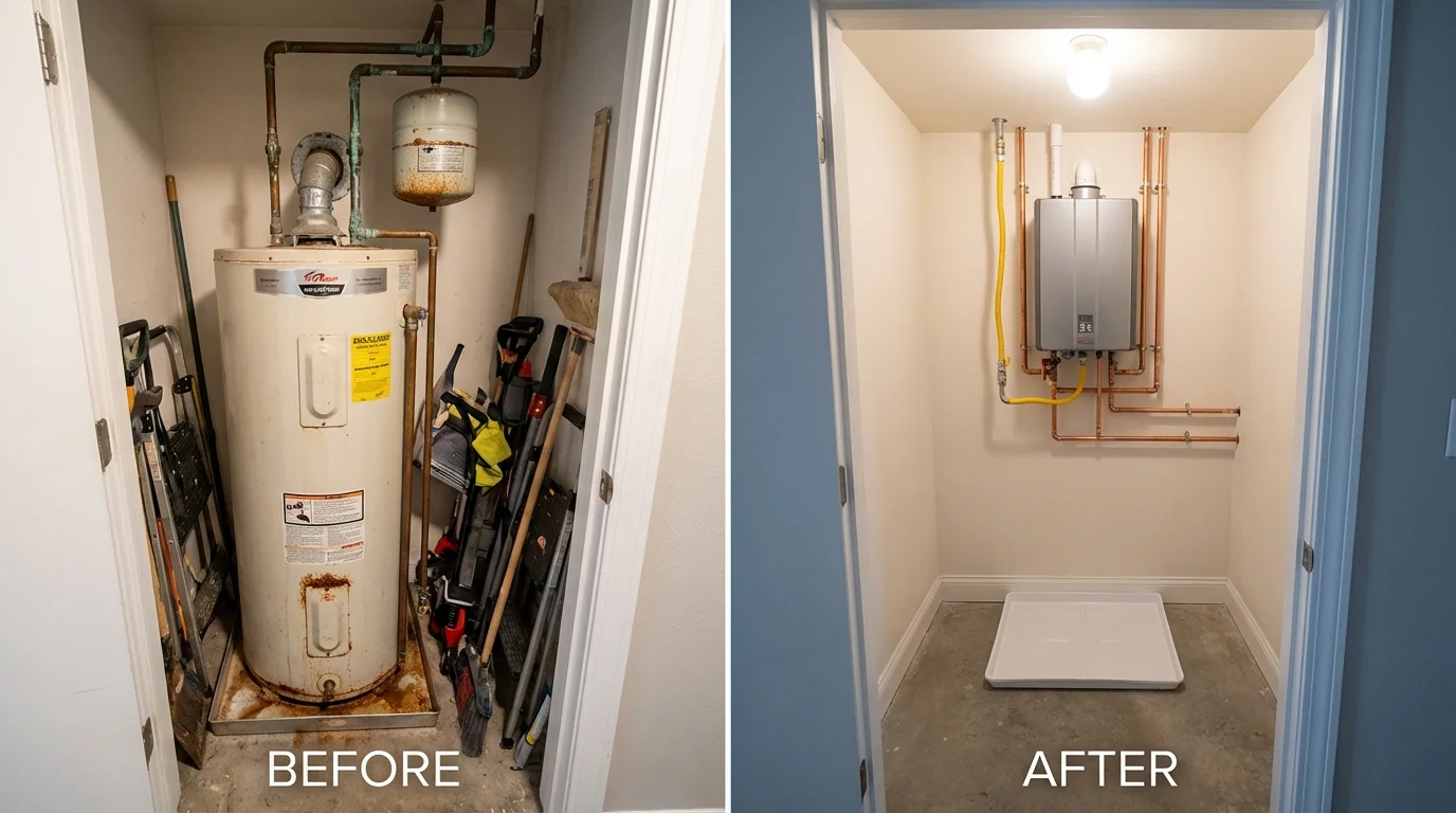Tank water heater versus wall-mounted tankless unit comparison for Sugar Grove, IL homeowners